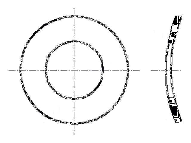 Ring; veerring,gewelfd; M1,6; D=4mm; h=0,45mm; roestvrij staal A2 Ring; veerring,gewelfd; M1,6; D=4mm; h=0,45mm; roestvrij staal A2